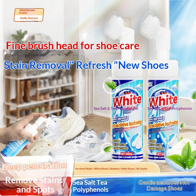 O1CN01kq6nuv2Chny7iqoZN_2218559278506-0-cibjpg_cea52213974f3ecb-f White Sneakers Cleaner Stain Removal & Whitening Agent, De-yellowing Dry Cleaning Foam, Shoe Brush Cleaner for White Sneakers, Shoe Cleaning and Polishing Magic Tool - Image 1